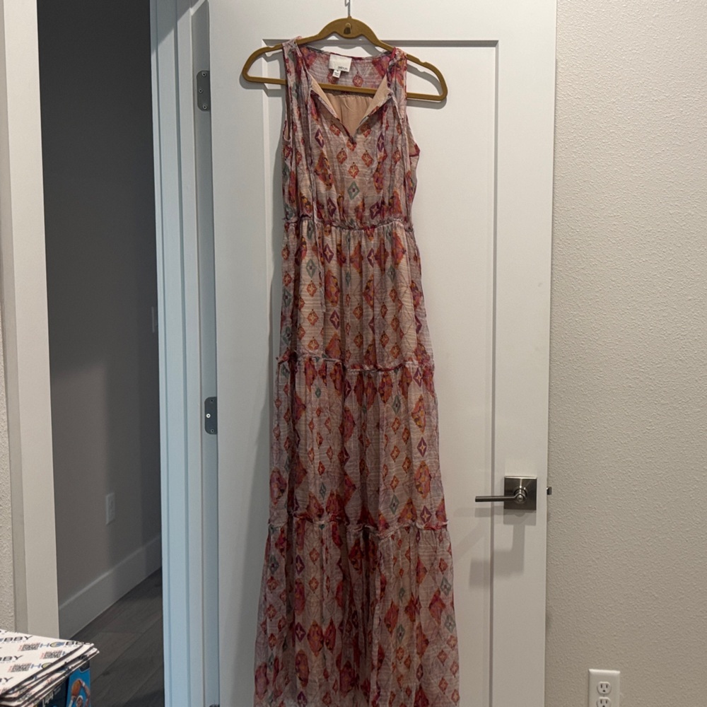 Greylin Red and Cream Maxi Dress